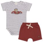 Body curto c/ Short em algodão egípcio Racer - Mini & Co