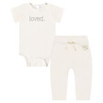 Body curto c/ Calça em Algodão Sustentável Branco Nature - Up Baby