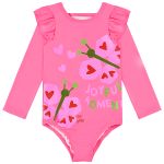 Maiô longo c/ proteção UV FPS +50 Borboletas Pink Neon - Up Baby