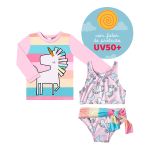 Conjunto de banho Kids Uni: Camiseta Surfista + Biquini + Calcinha - Tip Top