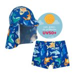 Conjunto de banho Tubarão: Boné + Shorts c/ proteção UV FPS +50 - Tip Top