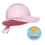 Chapéu de banho Kids c/ proteção UV FPS +50 Xadrez Rosa - Tip Top