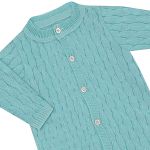 Macacão longo em tricot 100% Algodão Trançado Turquesa - Mini & Co.
