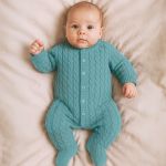 Macacão longo em tricot 100% Algodão Trançado Turquesa - Mini & Co.