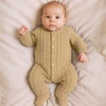 Macacão longo em tricot 100% Algodão Trançado Topázio - Mini & Co.