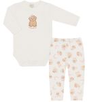 Body longo c/ Calça (Mijão) em algodão egípcio Cachorrinhas - Mini & Co.