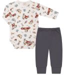 Body longo c/ Calça (Mijão) em algodão egípcio Racer - Mini & Co.