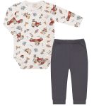 Body longo c/ Calça (Mijão) em algodão egípcio Racer - Mini & Co.