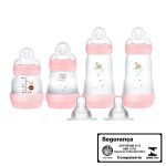 Kit 4 Mamadeiras Anticólica Easy Start Gift Set c/ bicos Rosa (0m+) - MAM