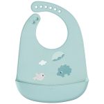 Babador com Pega-Migalhas em Silicone Cloudy Verde (3m+) - Buba