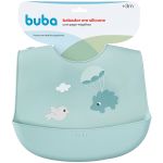 Babador com Pega-Migalhas em Silicone Cloudy Verde (3m+) - Buba