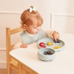 Prato em Silicone com Ventosa Cloudy Verde (6m+) - Buba