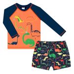 Conjunto de banho Dinossauros: Camiseta Surfista + Sunga - Tip Top