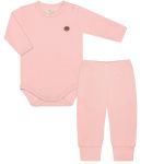 Body longo c/ Calça (Mijão) em algodão egípcio Rosa Antigo - Mini & Co.
