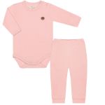 Body longo c/ Calça (Mijão) em algodão egípcio Rosa Antigo - Mini & Co.