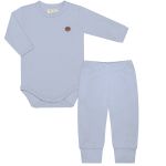 Body longo c/ Calça (Mijão) em algodão egípcio Azul - Mini & Co.