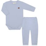 Body longo c/ Calça (Mijão) em algodão egípcio Azul - Mini & Co.