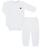 Body longo c/ Calça (Mijão) em algodão egípcio Branco - Mini & Co.