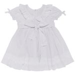 Vestido Batizado c/ Touquinha para bebê em cambraia Gola Branco - Roana