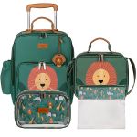Mochila com rodinhas + Lancheira Térmica + Kit 2 Necessaires + Saquinho Organizador Kids Leão Safari - Masterbag Kids