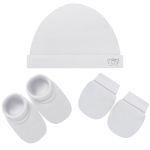 Kit c/ Touca, Luva e Sapatinho em suedine Branco - Anjos Baby