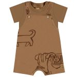 Jardineira c/ Body curto em moletom Cachorrinho Caramelo - Up Baby