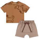 Camiseta c/ Bermuda em meia malha Cachorrinho Caramelo - Up Baby