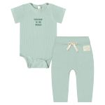 Body curto c/ Calça em Algodão Sustentável Verde Menta Nature - Up Baby