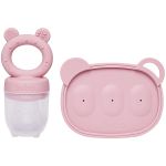 Kit Porta-Frutinhas e Forminha em Silicone Rosa (6m+) - Buba