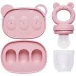 Kit Porta-Frutinhas e Forminha em Silicone Rosa (6m+) - Buba