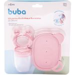 Kit Porta-Frutinhas e Forminha em Silicone Rosa (6m+) - Buba