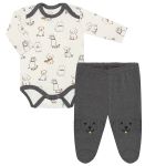 Body longo c/ Calça (mijão) em suedine Cachorrinho - Tilly Baby