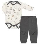 Body longo c/ Calça (mijão) em suedine Cachorrinho - Tilly Baby