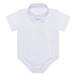 Body Camisa c/ Short & Suspensório em tricoline Branco - Roana