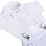 Body Camisa c/ Short & Suspensório em tricoline Branco - Roana