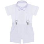 Body Camisa c/ Short & Suspensório em tricoline Branco - Roana