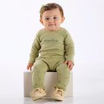 Body longo c/ Calça em Algodão Sustentável Verde Chá Nature - Up Baby