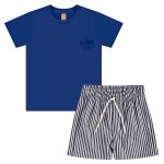 Camiseta c/ Bermuda em meia malha Runner Azul Monaco - Up Baby
