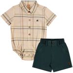 Body Polo c/ Short em linho Xadrez - Up Baby