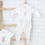 Body longo c/ Calça (Mijão) em algodão egípcio Lavandas - Mini & Co.