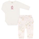 Body longo c/ Calça (Mijão) em algodão egípcio Lavandas - Mini & Co.
