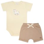 Body curto c/ Short em algodão egípcio Little Farm - Mini & Co