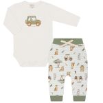 Body longo c/ Calça em algodão egípcio Savana - Mini & Co.