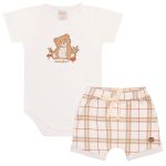 Body curto c/ Short em algodão egípcio Forest - Mini & Co