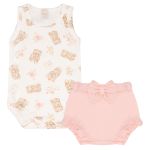 Body regata c/ Cobre Fraldas em algodão egípcio Ursas & Flores - Mini & Co.