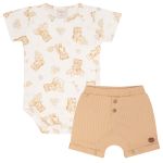 Body curto c/ Short em algodão egípcio Ursinho Vintage - Mini & Co