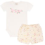 Body curto c/ Short babadinhos em algodão egípcio Passarinhos - Mini & Co.