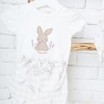 Body curto c/ Short em algodão egípcio Lavandas - Mini & Co.