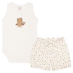 Body regata c/ Short Laço em algodão egípcio Forest - Mini & Co.