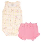 Body regata c/ Cobre Fraldas em algodão egípcio Passarinhos - Mini & Co.